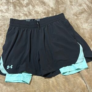 Under Armour Men's Black and Mint Athletic Shorts